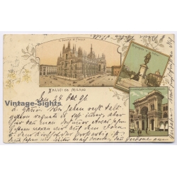 Milano / Italy: Duomo Cavour Hotel Suisse Schweizer Hof Cachet (Vintage PC Litho 1896)