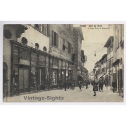 Arrezo / Italy: Canto De Bacci Corso Vittorie Emanuele Street Shops To Czechia (Vintage PC 1926)