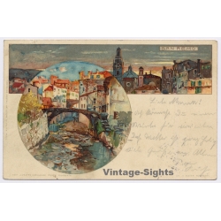 San Remo / Italy: Velten Karlsruhe Art Nouveau Canal (Vintage PC Litho 1898)