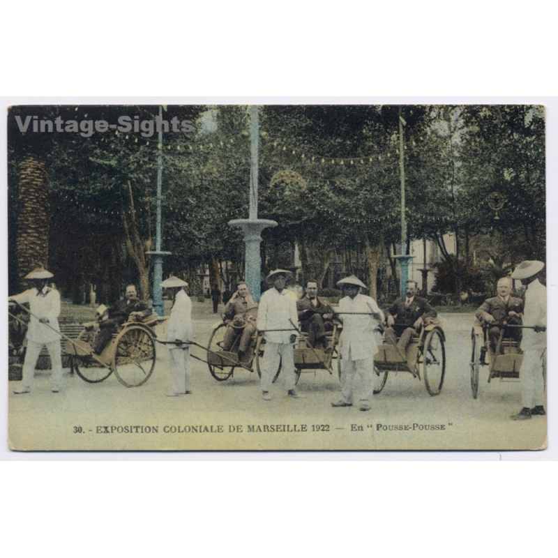 Marseille / France: Exposition Coloniale 1922 Pousse Pousse Rickshaw Colonial History (Vintage PC)