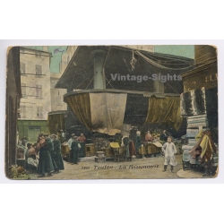 Toulon / France: La Poissonnerie Fish Market Street Scene Aqua Photo (Vintage PC)