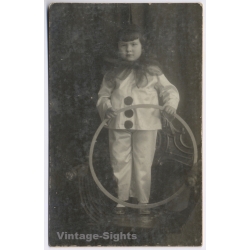 Rul-Lán Fotografia / Mallorca: Studio Portrait Child Pierrot Costume (Vintage RPPC 1910s/1920s)