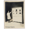 Great Take: Girl Beside Dollhouse Toy Model House Studio Portrait (Vintage RPPC 1910s/1920s)