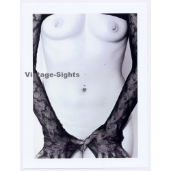 Erotic Study: Upper Body Nude Female With Piercings / Lace Gloves (Digital Photo Print 20 x 15 CM ~2000s)