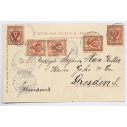 Ancona / Italy: Harbor 6x2 Cent Savoy Franking Ancona To Dresden (Vintage PC 1902)