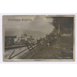 Kohlern - Bozen / Italy: Alpine Path Wooden Fence Child (Vintage RPPC 1920s)