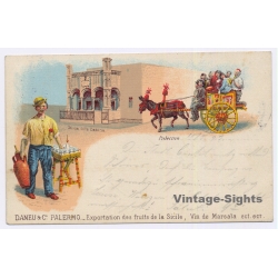 Palermo / Sicily: Advertising Daneu & Co Street Vendor Cart Chiesa (Vintage PC Litho 189?)