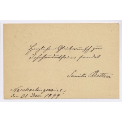 Germany 1900 Jahrhundertfeier 31 Dec 1899 Neuharlingersiel To Bremen (Vintage Postal Stationery)