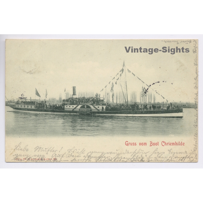 Paddle Steamer Criemhilde Rhine Raddampfer (Vintage PC 1900)
