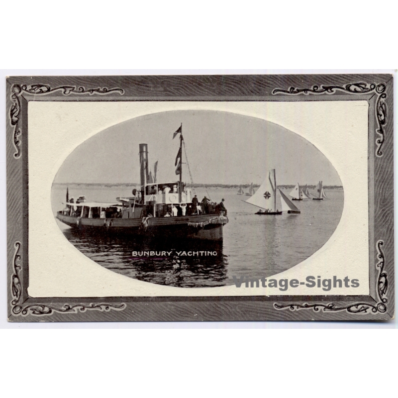 Bunbury Yachting / Australia: Steamer Sailsboats Regatta (Vintage PC 1920s)