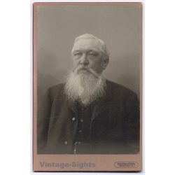 Georg Hoppe / Braunau: Elderly Man Long White Beard Portrait - Art Nouveau Reverse (Vintage Cabinet Card Photo ~1900s/1910s)