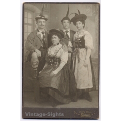 Wedel / Würzburg: Bavarian Tracht Costume Ball Schuhplattler Club (Vintage Cabinet Card Photo ~1900s)