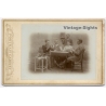 Card Players Genre Scene Five People (Vintage Cabinet Card Photo ~1890s/1900s)