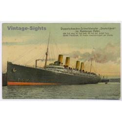 Hamburg Hafen: Hapag Doppelschrauben Schnelldampfer Deutschland (Vintage PC 1912)