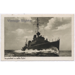 WWII: German Kriegsmarine Torpedo Boat Kiel KLM Approved (Vintage PC 1944)
