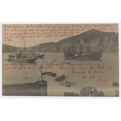 Sant Feliu De Guixols / Costa Brava: Harbour Steamships Spain To Brussels (Vintage RPPC 1905)