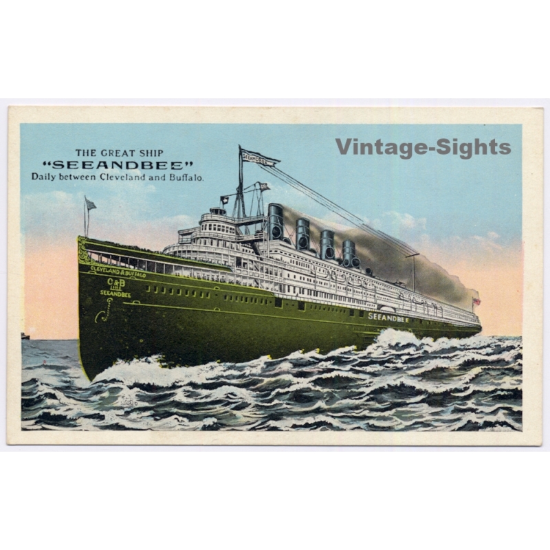 Great Ship Seeandbee Daily Cleveland To Buffalo Steamship (Vintage PC 1920s)