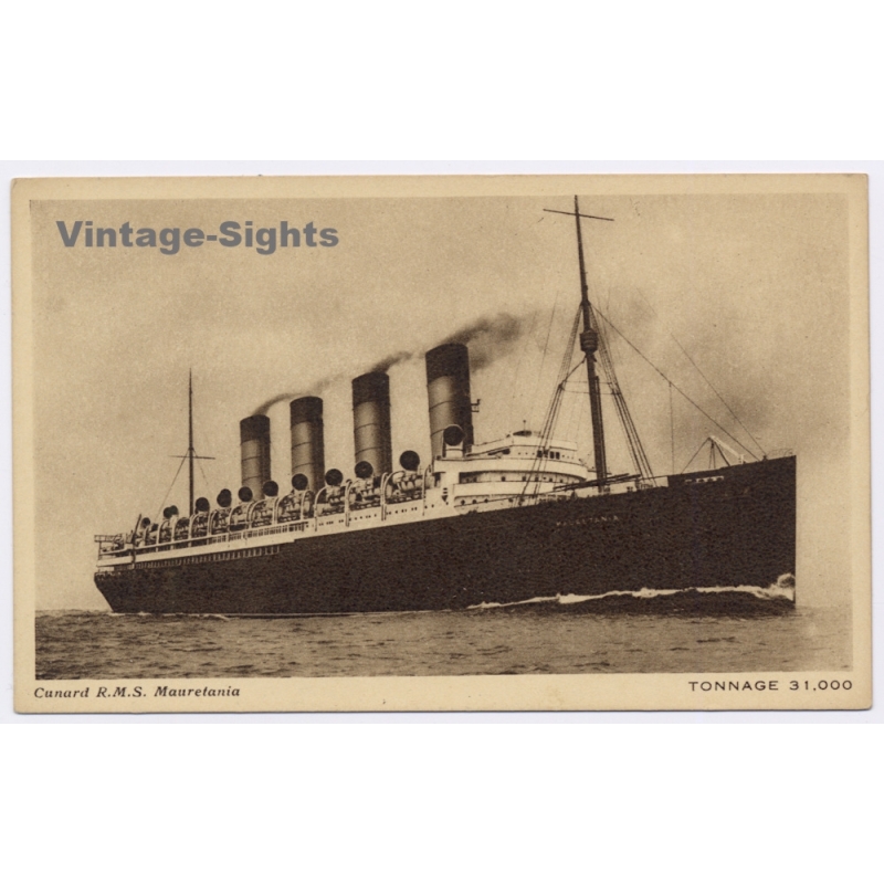 Cunard Line RMS Mauretania Ocean Liner (Vintage PC 1920s/1930s)