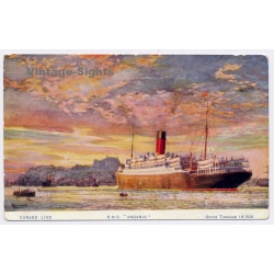 Cunard Line RMS Andania Postmark Hamburg Hotel Schlesischer Hof (Vintage PC 1926)