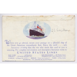 SS Leviathan United States Lines Folding Postcard Dinner Menu Onboard Correspondance (Vintage PC 1930)