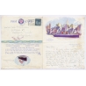 SS Leviathan United States Lines Folding Postcard Dinner Menu Onboard Correspondance (Vintage PC 1930)