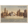 MS Gripsholm Swedish Americne Line New York Skyline (Vintage PC 1950s)
