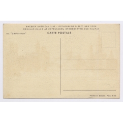 MS Gripsholm Swedish Americne Line New York Skyline (Vintage PC 1950s)