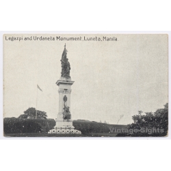 Manila / Philippines: Legazpi Urdaneta Monument Luneta Colonial Era (Vintage PC 1910s)