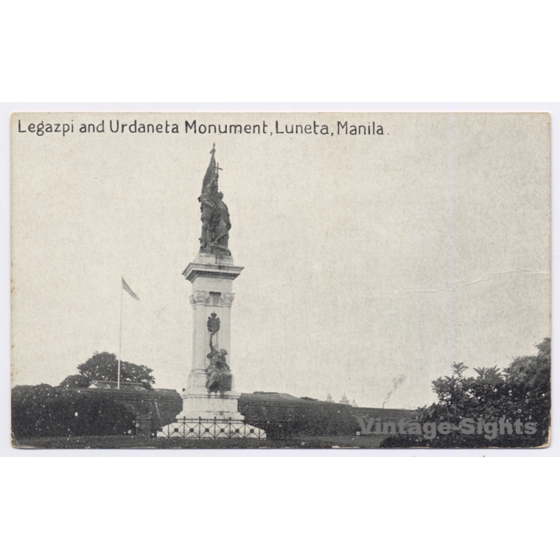 Manila / Philippines: Legazpi Urdaneta Monument Luneta Colonial Era (Vintage PC 1910s)