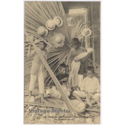 Scheut Missions / Philippines: Kids Hat Making Craft CICM (Vintage PC ~1920s/1930s)