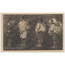 Scheut Missions / Philippines: Children Carrying Siblings Ethnic CICM (Vintage PC NELS ~1920s/1930s)
