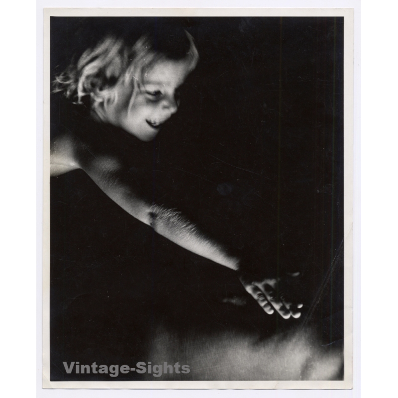 Jerri Bram (1942-2020): Great Take Of Little Curious Boy Touching Chest (Large Vintage Photo ~1970s/1980s)