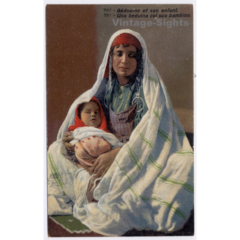 Lehnert & Landrock Nº761: Bédouine Et Son Enfant / Ethnic (Vintage PC 1910s/1920s)