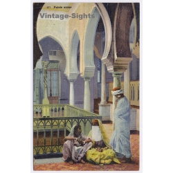 Lehnert & Landrock Nº877: Palais Arabe / Veiled Female - Interior - Ethnic (Vintage PC 1910s/1920s)