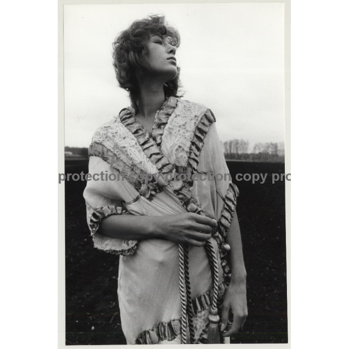 Female Model In Patchwork Gown / Brocade (Vintage Photo Master 1970s Fashion)