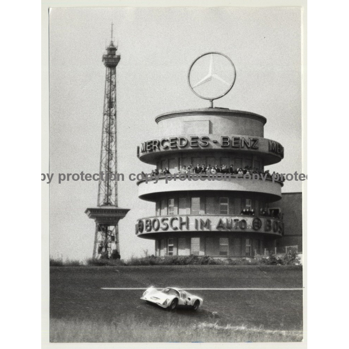Berlin: Funkturm & 70s Racing Car / Mercedes-Benz - Bosch (Vintage Photo: Wolfgang Klein 1970s)