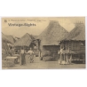Scheut Missions / Philippines: Village Native Huts Women / Ethnic (Vintage PC NELS ~1910s/1920s)