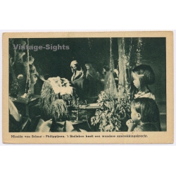 Philippines: Christmas Nativity Scene Stable Children (Vintage PC ~1920s)