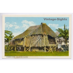 Philippines: A Barrio Home Thatched House Philippine Education (Vintage PC 1920s)
