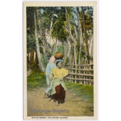 Philippines: Native Women Head Carrying Water Jar Ethnic (Vintage PC ~1920s)
