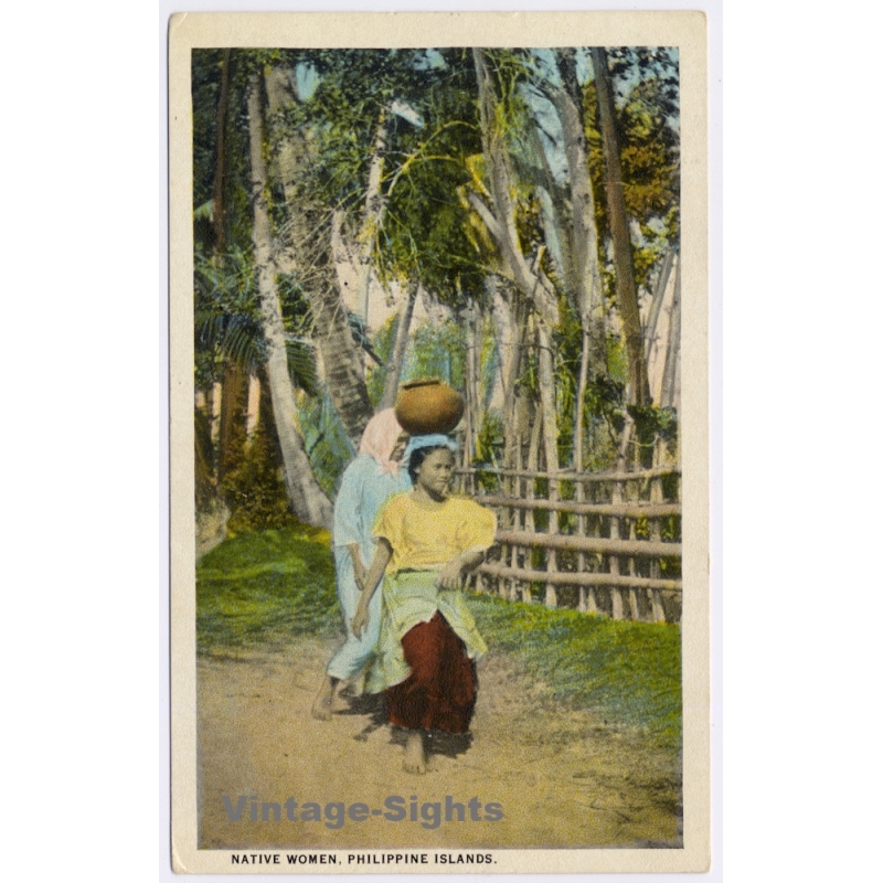 Philippines: Native Women Head Carrying Water Jar Ethnic (Vintage PC ~1920s)