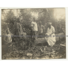 Congo Belge: Missionary & Indigenous Lumberjacks (Vintage Photo B/W  ~1920s/1930s)