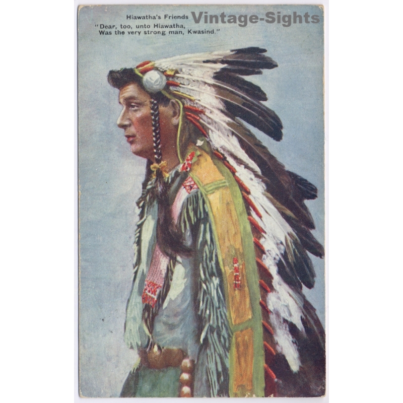 Hiawatha's Friends Kwasind Native American Ethnic (Vintage PC 1907)