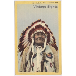 Ute Indian Chief Roosevelt Utah Native American Linen (Vintage PC 1945)