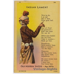 Indian Lament old Hosteen Yazzie Navajo(Vintage Linen PC 1942)
