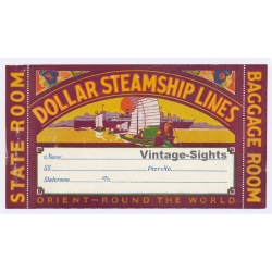 Dollar Steamship Lines - Orient Round The World (Vintage Luggage Label ~1920s/1930s)