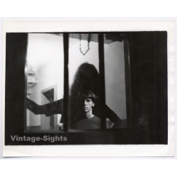 Jerri Bram (1942-2020): Woman Man In Window Artistic Double Exposure (Vintage Photo ~1970s)