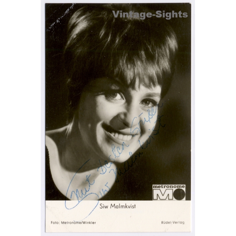 Siw Malmkvist Signed Autograph Card Metronome Records (Vintage PC ~1960s)