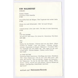 Siw Malmkvist Signed Autograph Card Metronome Records (Vintage PC ~1960s)
