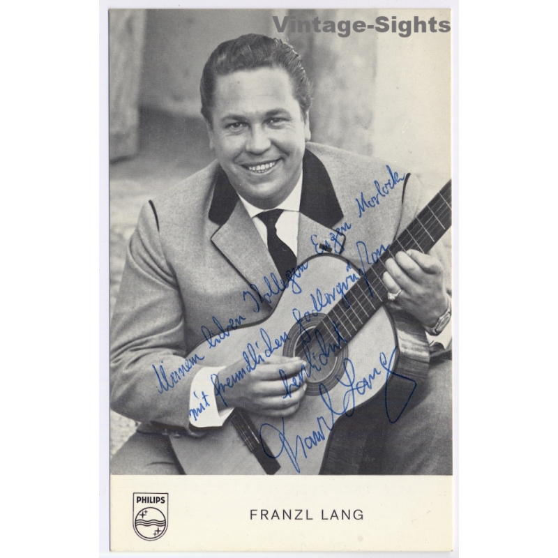Franz Lang Signed Autograph Card Philips Yodel Discography (Vintage RPPC ~1960s)